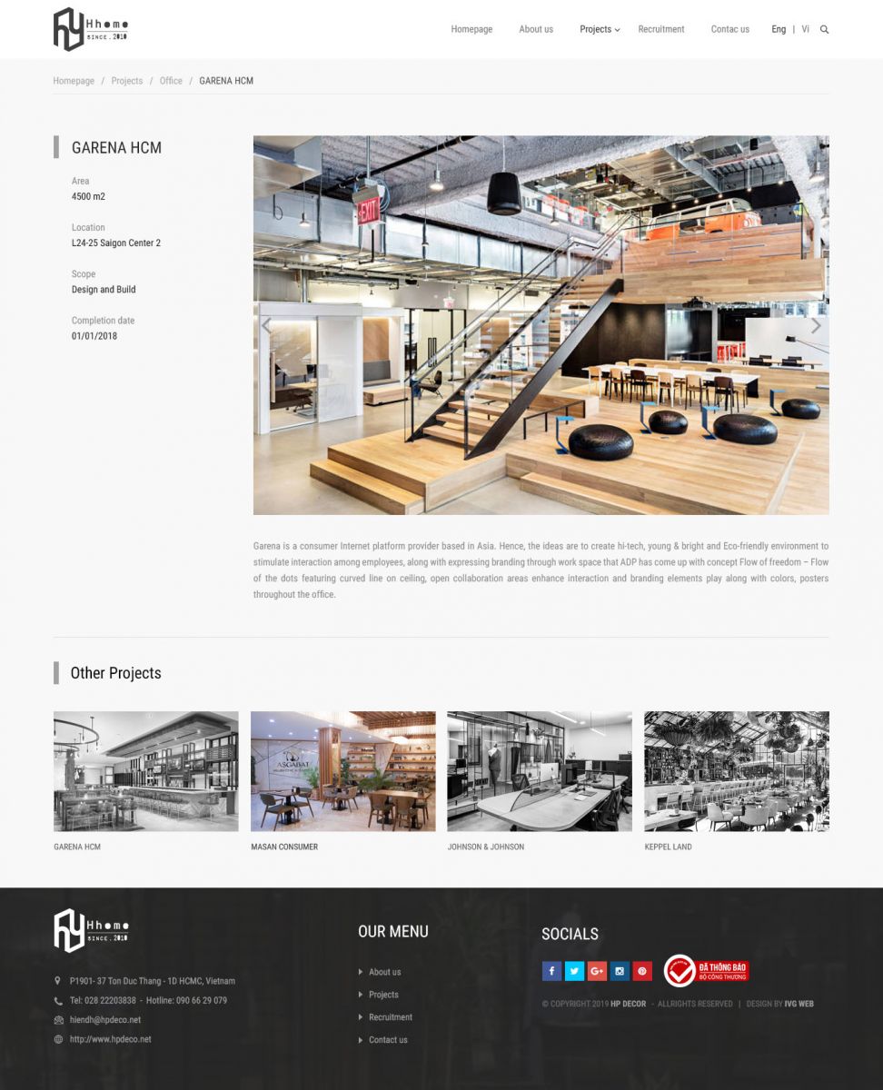 Dự án thiết kế website thiết kế nội thất HP Deco