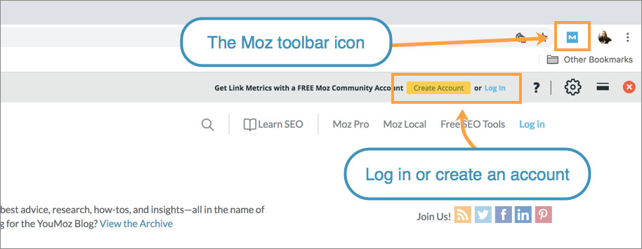 mozBar toolbar check spam core